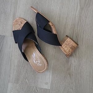 A2 By Aerosoles Criss Cross Slide Cork Heel Sandals 7.5